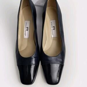 Etienne Aigner Womens Leather Pumps Shoes Low Heels Sz 8M Black  Spain